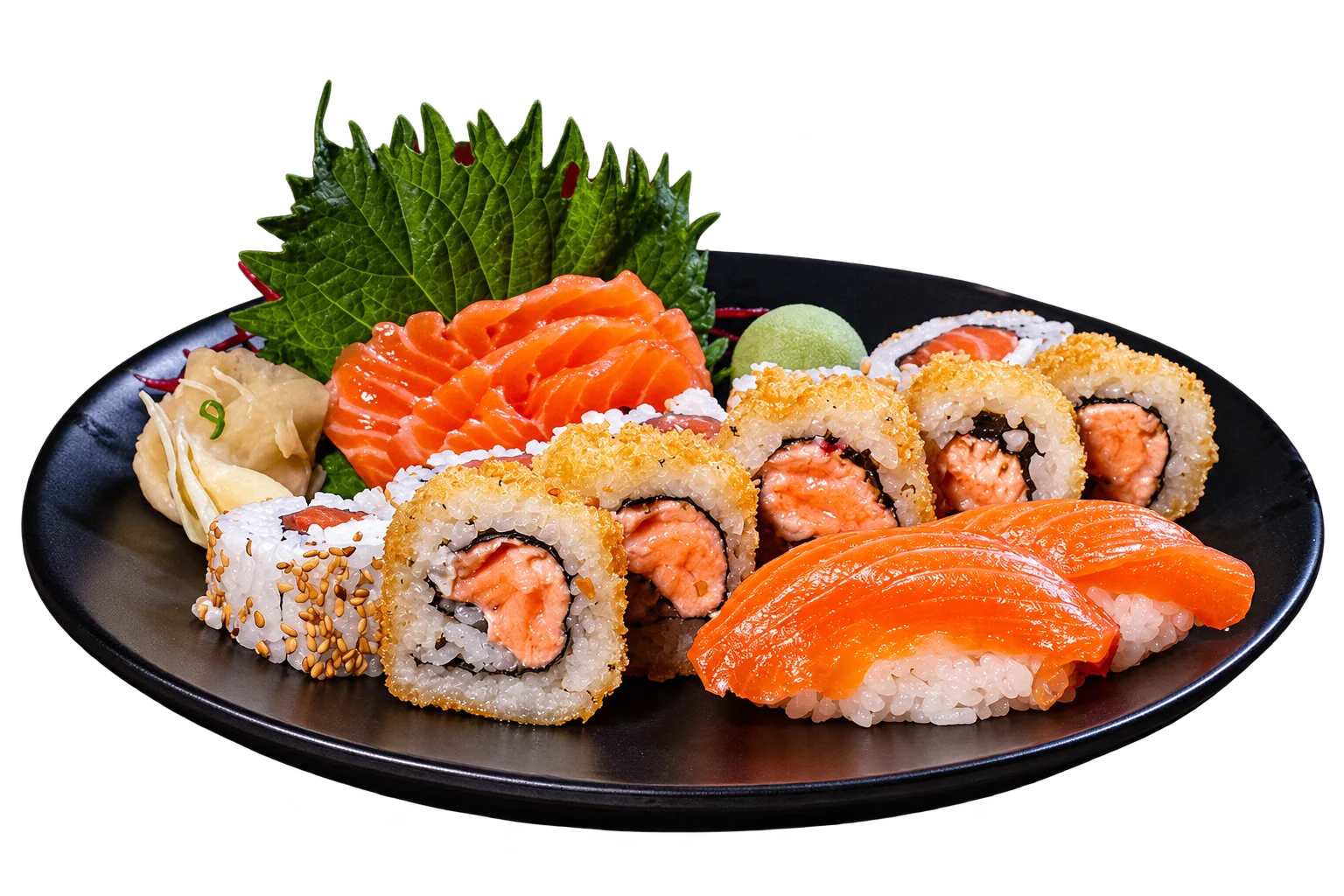 Seleção de sushis apresentada no menu executivo